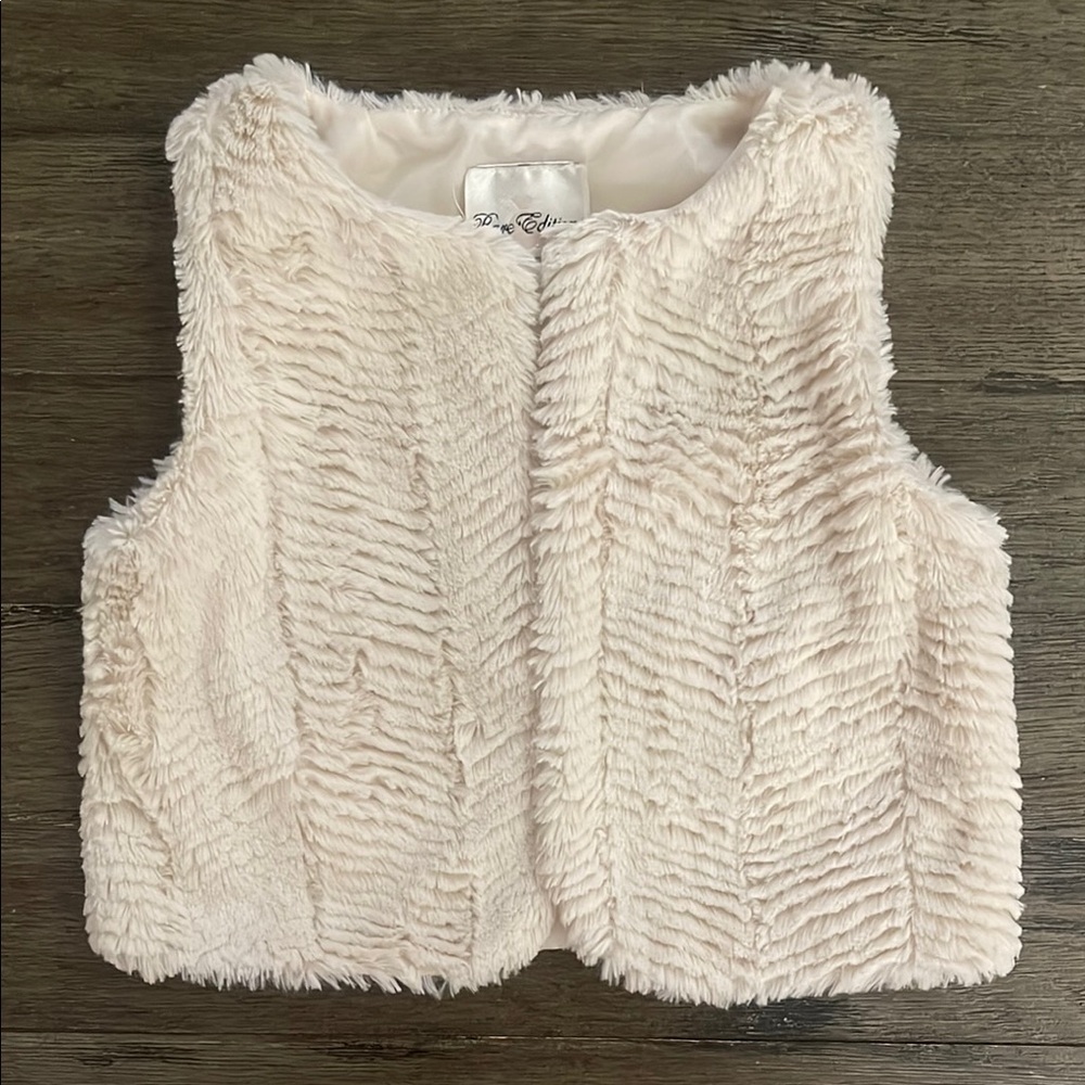Rare Editions Cream Faux Fur Vest